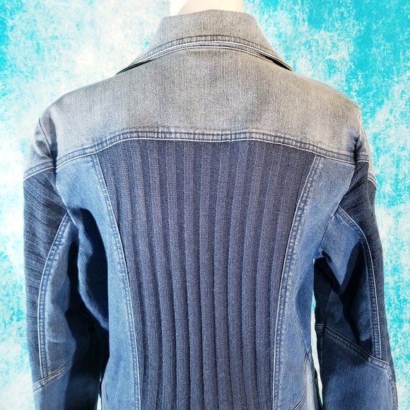 VTG Ombre Wash Moto Denim and Knit Jacket - Picture 11 of 16